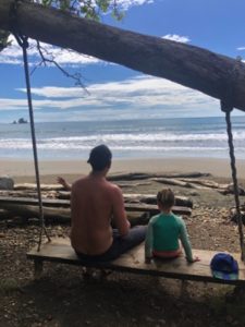 Daddy Daughter swinging Dominicalito Beach Costa Rica